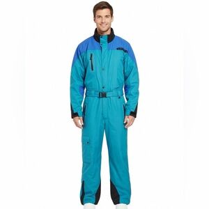 MOUNTAIN GOAT Men's Teal, Blue & Black Insulated Ski Suit Jacket
